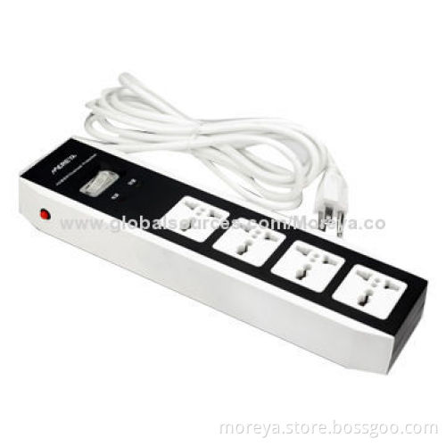 Universal standard power strip with 4 socket outlets, extension cord, overload protection